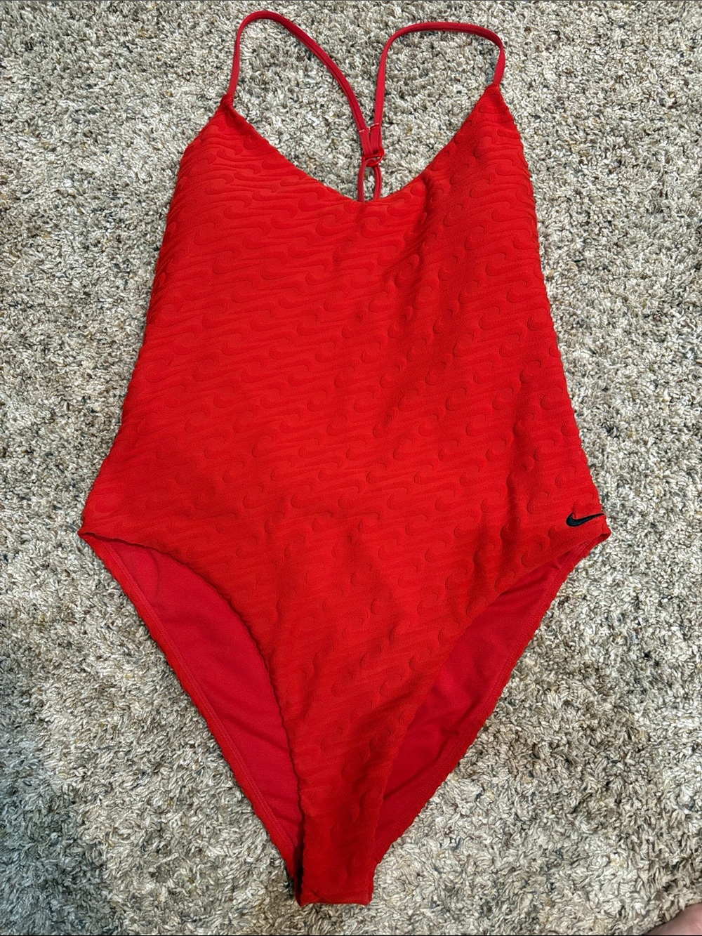Nike Red Textured Racerback One-Piece Swimsuit